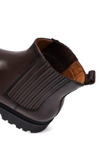 بوت چلسی چرمی مردانه قهوه‌ای زیره ضخیم دری‌مد