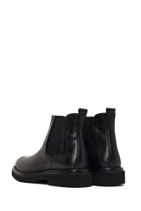 بوت چلسی چرمی مردانه مشکی بندی دری‌مد