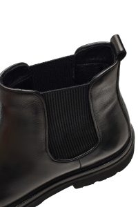 بوت چلسی چرمی مردانه مشکی بندی دری‌مد