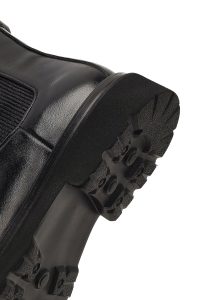 بوت چلسی چرمی مردانه مشکی بندی دری‌مد