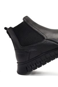 بوت چلسی چرمی مردانه مشکی زیره ضخیم دری‌مد