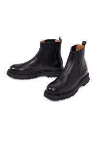 بوت چلسی چرمی مردانه مشکی زیره ضخیم دری‌مد