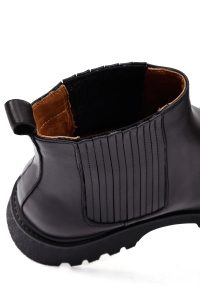 بوت چلسی چرمی مردانه مشکی زیره ضخیم دری‌مد