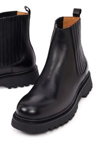 بوت چلسی چرمی مردانه مشکی زیره ضخیم دری‌مد
