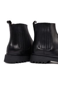 بوت چلسی چرمی مردانه مشکی زیره ضخیم دری‌مد