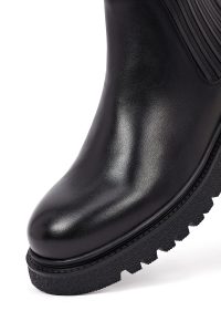 بوت چلسی چرمی مردانه مشکی زیره ضخیم دری‌مد