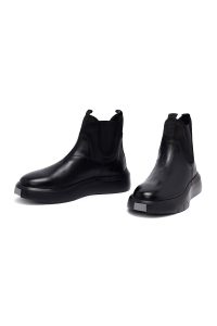 بوت چلسی چرمی مردانه مشکی زیره ضخیم دری‌مد