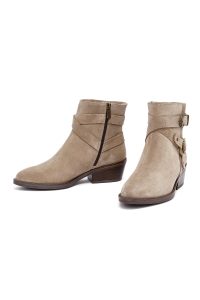 بوت کابویی جیر زنانه بژ زیپ‌دار دری‌مد