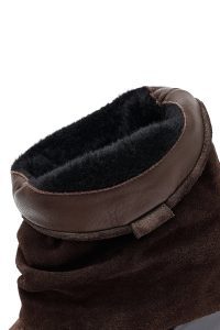 بوت کابویی جیر زنانه قهوه‌ای پاشنه ضخیم کوتاه دری‌مد