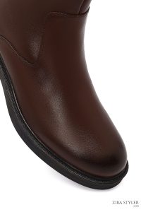 بوت کژوال مردانه چرمی قهوه‌ای زیپ‌دار دری مد