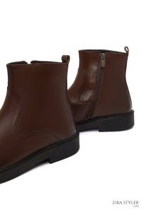 بوت کژوال مردانه چرمی قهوه‌ای زیپ‌دار دری مد