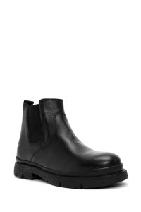 بوت کژوال مردانه چرمی مشکی زیپ‌دار دری مد