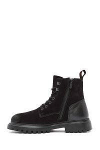 بوت کژوال چرمی جیر بند دار مشکی زیپ دار مردانه دری مد