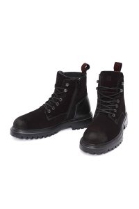 بوت کژوال چرمی جیر بند دار مشکی زیپ دار مردانه دری مد