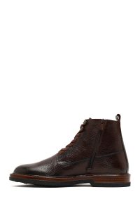 بوت کژوال چرمی مردانه قهوه‌ای بندی و زیپ‌دار دری‌مد