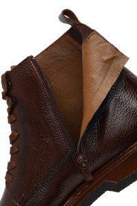 بوت کژوال چرمی مردانه قهوه‌ای بندی و زیپ‌دار دری‌مد