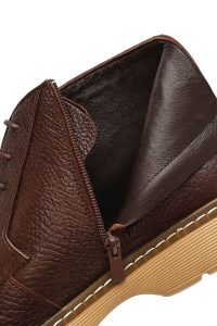 بوت کژوال چرمی مردانه قهوه‌ای بندی و زیپ‌دار دری‌مد