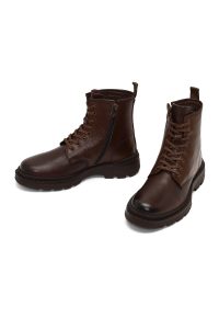 بوت کژوال چرمی مردانه قهوه‌ای بندی و زیپ‌دار دری‌مد
