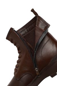 بوت کژوال چرمی مردانه قهوه‌ای بندی و زیپ‌دار دری‌مد