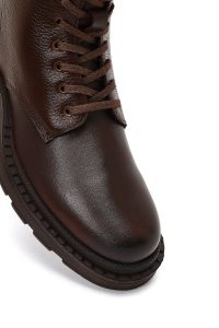 بوت کژوال چرمی مردانه قهوه‌ای بندی و زیپ‌دار دری‌مد