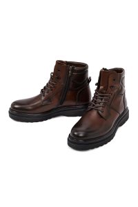 بوت کژوال چرمی مردانه قهوه‌ای زیپ‌دار دری‌مد