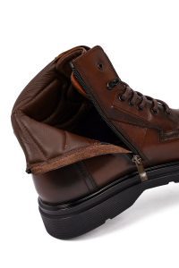 بوت کژوال چرمی مردانه قهوه‌ای زیپ‌دار دری‌مد