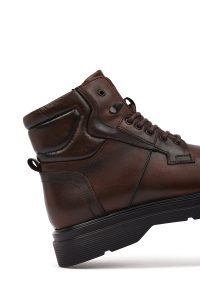 بوت کژوال چرمی مردانه قهوه‌ای زیپ‌دار دری‌مد
