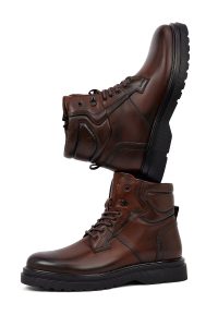 بوت کژوال چرمی مردانه قهوه‌ای زیپ‌دار دری‌مد