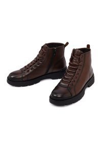 بوت کژوال چرمی مردانه قهوه‌ای زیپ‌دار دری‌مد