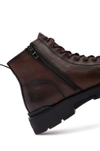 بوت کژوال چرمی مردانه قهوه‌ای زیپ‌دار دری‌مد