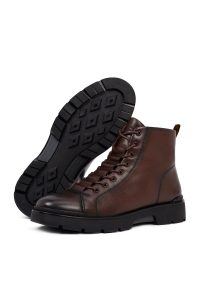 بوت کژوال چرمی مردانه قهوه‌ای زیپ‌دار دری‌مد