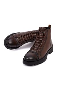 بوت کژوال چرمی مردانه قهوه‌ای زیپ‌دار دری‌مد