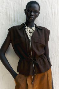 تاپ زنانه سافاری ترکیب لینن زارا – ZARA