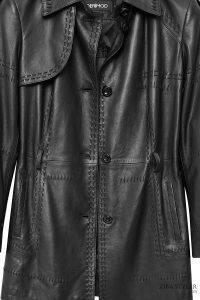 ترنچ کت چرمی زنانه مشکی کمربنددار Annamaria دری مد