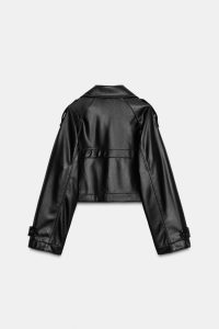 ترنچ کت کوتاه زنانه چرم مصنوعی زارا – ZARA