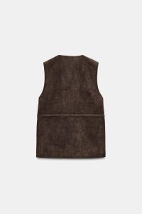 جلیقه جیر مصنوعی زنانه با جیب زارا – ZARA