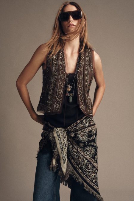 جلیقه زنانه گلدوزی و منجوق‌دوزی کالکشن ZW زارا – ZARA