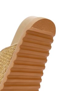 دمپایی زنانه بژ حصیری نگین‌دار دری مد