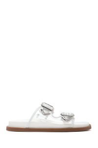 دمپایی زنانه سفید دو سگکه دری مد