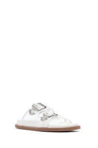 دمپایی زنانه سفید دو سگکه دری مد