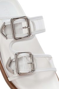 دمپایی زنانه سفید دو سگکه دری مد