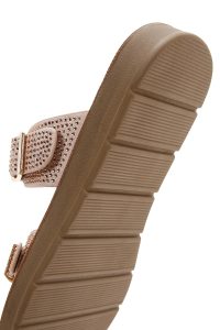 دمپایی زنانه صورتی سگک‌دار نگین‌دار دری مد