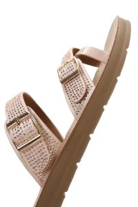 دمپایی زنانه صورتی سگک‌دار نگین‌دار دری مد