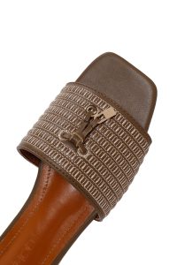 دمپایی زنانه طرح‌دار بژ دری مد