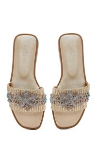 دمپایی زنانه طلایی نگین‌دار دری مد