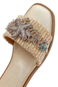 دمپایی زنانه طلایی نگین‌دار دری مد