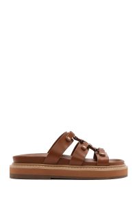 دمپایی زنانه قهوه‌ای روشن زیره ضخیم دری مد