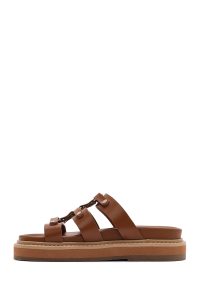 دمپایی زنانه قهوه‌ای روشن زیره ضخیم دری مد