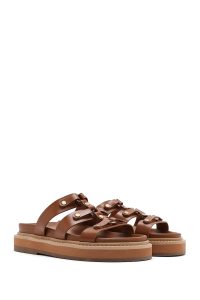 دمپایی زنانه قهوه‌ای روشن زیره ضخیم دری مد