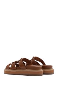 دمپایی زنانه قهوه‌ای روشن زیره ضخیم دری مد